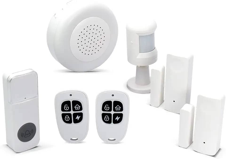 EKAZA Kit Alarme 2 Sensores Abertura + 1 Sensor Presença + 2 Controle + Sirene + Campainha - EKJM-T3231