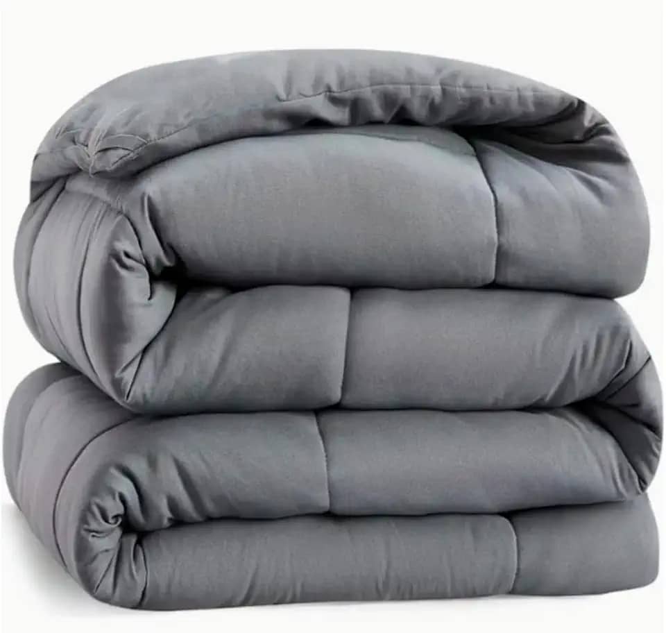 Edredom Casal Cinza Dupla Face 2,45 x 2,25m. Toque de Plumas. Extra Macio, Tecido Aveludado