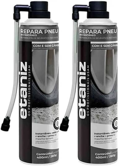 2 Repara Pneu Spray Instantâneo Para Carro Moto 400ml Etaniz