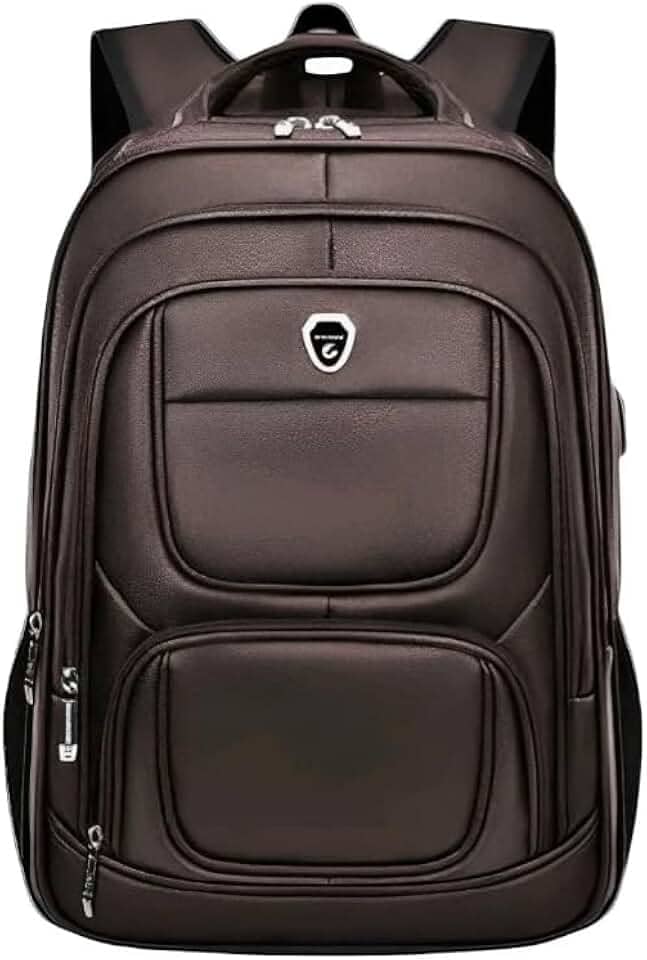 Mochila Couro Impermeável Com Entrada Para Fone Usb Grande