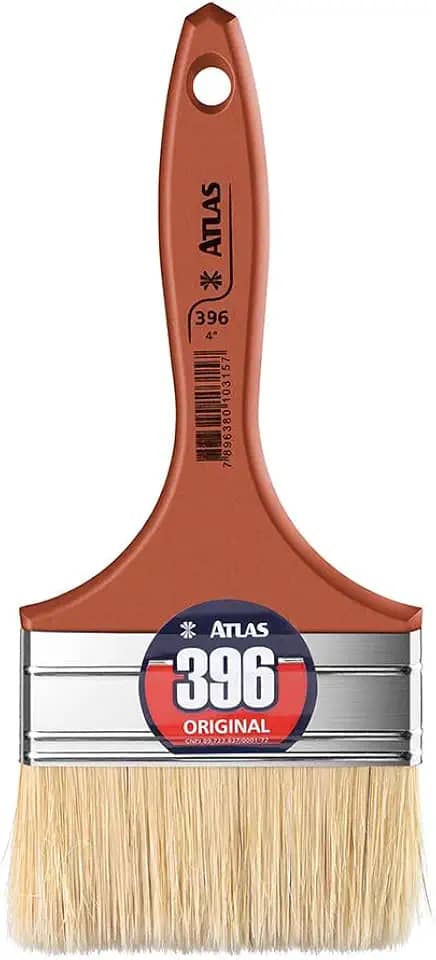 Atlas - Trincha Média de 4" com Cerdas Brancas Selecionadas para Pintura em Verniz e Stain