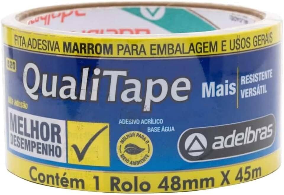 Fita para Empacotamento, Qualitape, 48 mm X 45 metros, Marrom, Adelbras, Unidade