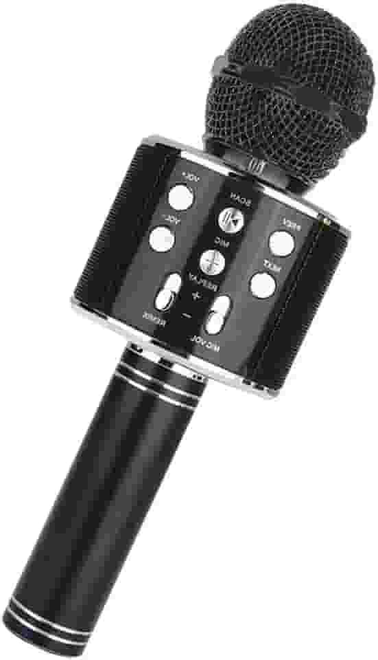 huxspoo Microfone de karaokê Bluetooth sem fio, recarregável para crianças, máquina de karaokê, melhores presentes para crianças e adultos (preto)