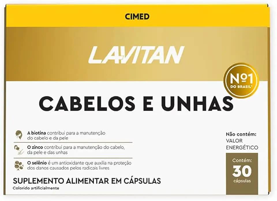 Vitaminas Cabelos e Unhas, Dourados, Lavitan, 30 cápsulas
