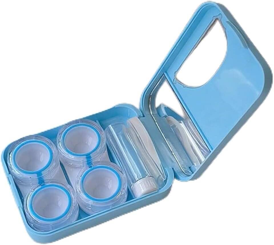 Kit de estojo de lentes de contato para uso diário e externo, kit de ferramentas de remoção de aplicador de lentes de contato com espelho e estojo de imersão de solução