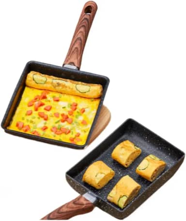 Panela Antiaderente de Cerâmica Quadrada Japonesa para Omelete, Tapioca e Frituras - Frigideira com Revestimento Cerâmico Sem PFOA