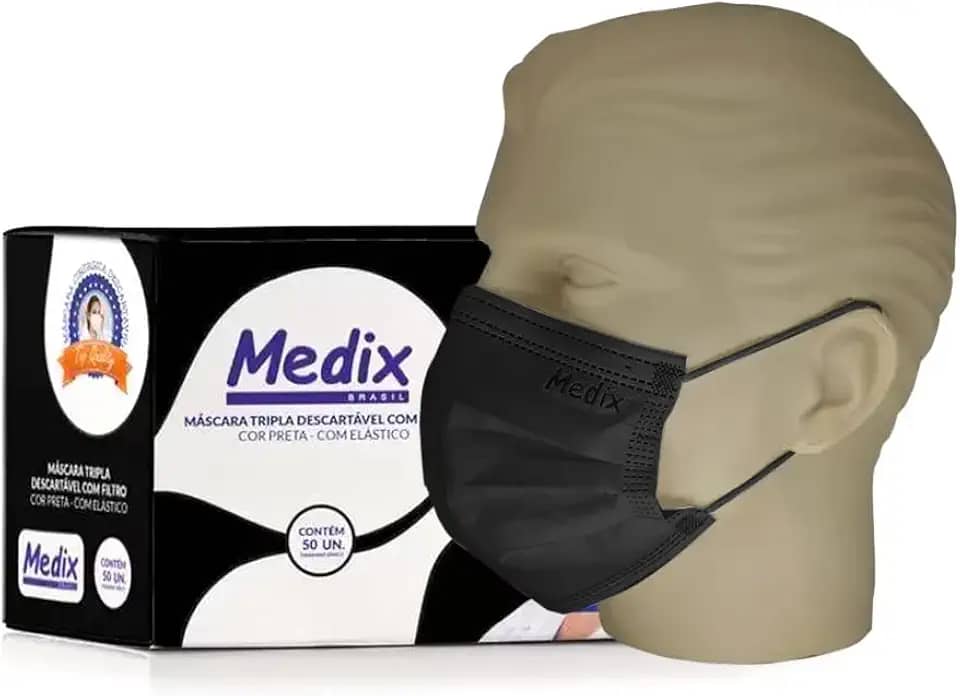 MASCARA TRIPLA C/ ELASTICO MEDIX C/50UN