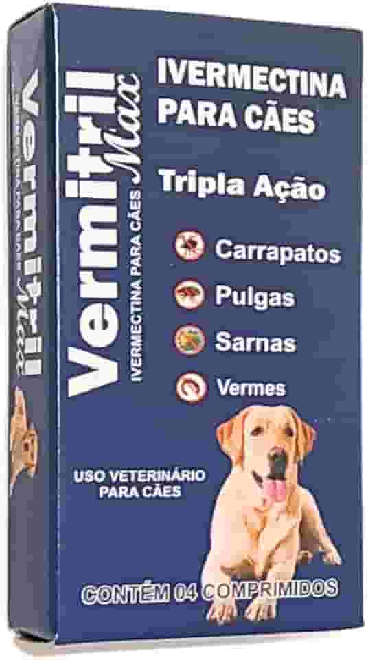 Anti Carrapatos, Sarnas, Vermes e Pulgas - 4 Comprimidos Mastigável Sabor Carne. Cães de 30 a 60kg