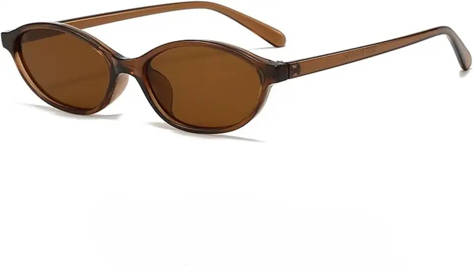 Óculos de sol ovais retrô, óculos de sol modernos, acessórios chiques para mulheres, marrom, Marrom