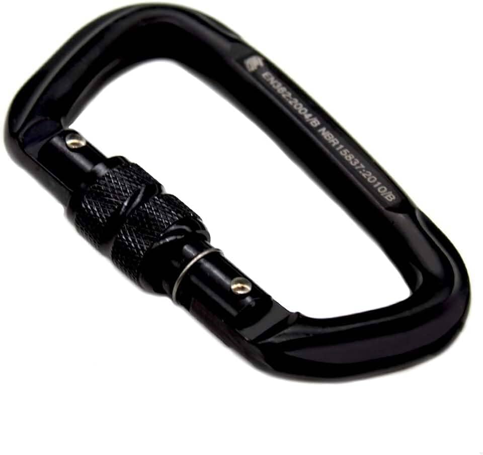 Mosquetão aço D operações especiais 50KN trava rosca SideUp