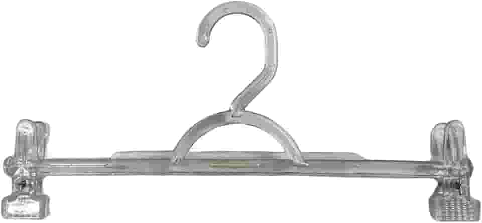 Cabides com Presilha 10 unidades em Acrílico Transparente, Cabide Saia, Shorts e Calça.