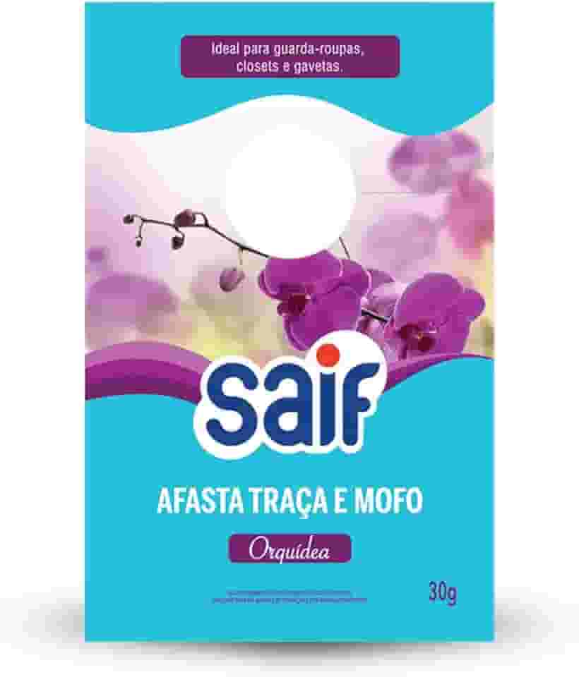 Afasta Traça E Mofo Perfumado Orquídea Saif 30G, Saif, Antimofo E Antitraça Perfumado, Azul, Ideal Para Roupeiros, Closets e Armários, Facilitando Sua Vida, Maximizando Toda Limpeza