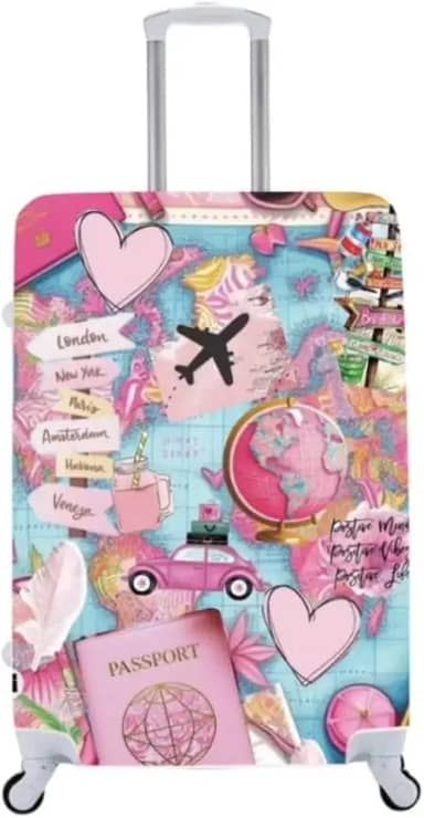 Capa de Mala Personalizada Mapas Mundi Estilo e Proteção Para Suas Viagens Bagagem (P - M - G) (1, M- Até 68 Cms)