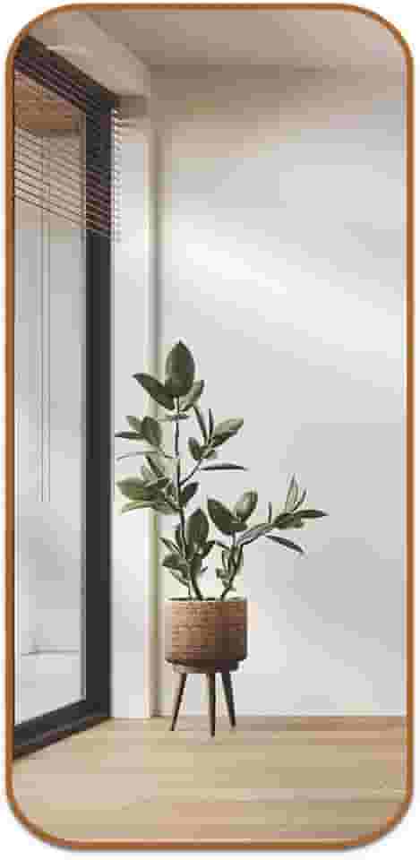 Espelho de Corpo Inteiro Retangular Cantos Arredondado 110x53 – Elegância e Amplitude para Seu Ambiente (Caramelo)