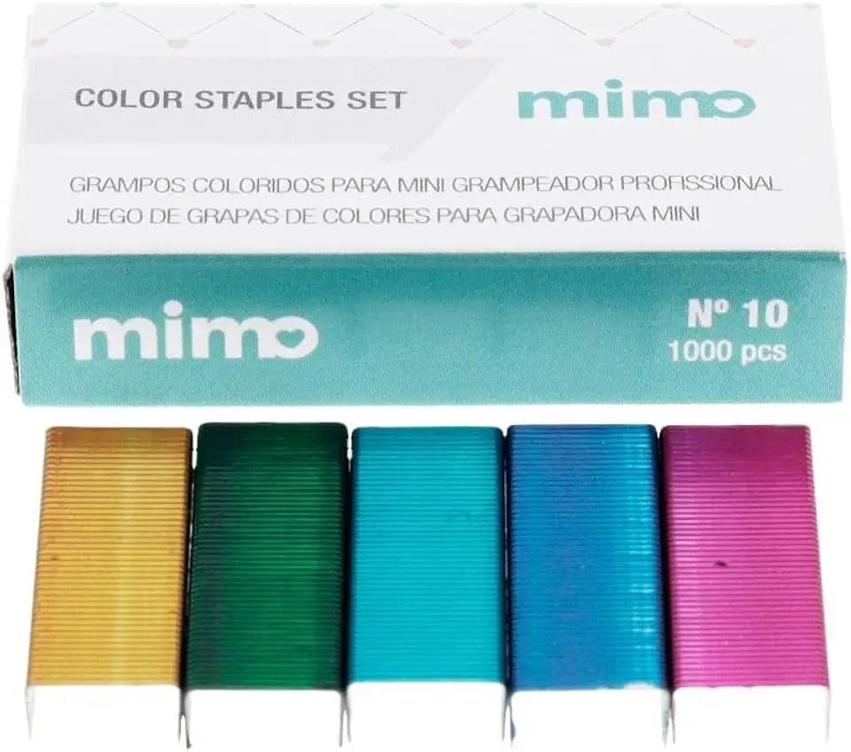 Mimo – Grampos Coloridos Nº 10 para Mini Grampeador Profissional – 1000 Unidades