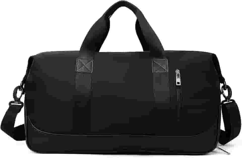 Bolsa De Mão Mala Viagem Academia Feminina Masculina Super Grande, Compartimentos Com Zíper, Espaço Para Tênis Ou Roupas Sujas Alça Removível Modelo Transversal Bordo Poliéster (Preto Clássico)