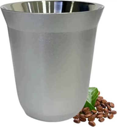 Copo de Café Espresso Inox 160ml – Parede Dupla Isotérmica Reutilizável e Resistente, Ideal para Café, Chá e Bebidas Quentes ou Frias (Prateado)