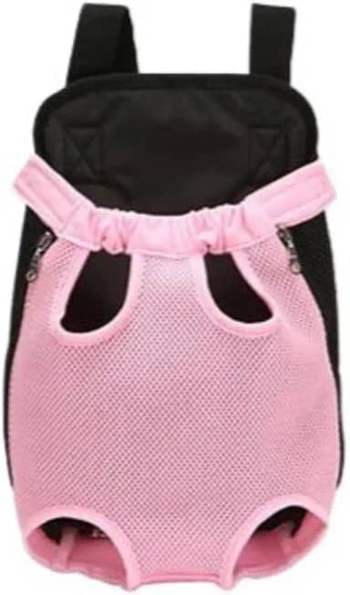 Mochila Canguru para Transporte de Cachorros e Gatos, Tecido Acolchoado e Respirável, Alças Ajustáveis, Usada tanto na Frente Quanto Nas Costas, Passeio Com Seu Pet- QH Shopp (Rosa claro, P)