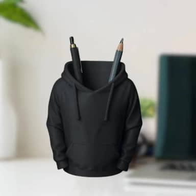 Porta Caneta Moletom Porta Lápis - Decoração Organizador Mesa Escritório Home Office (Preto)