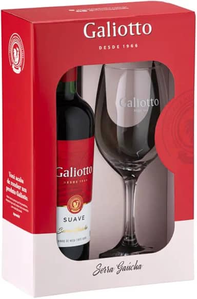 MALETA COM 1 GARRAFA VINHO TINTO SUAVE 750ML E 1 TACA VIDRO