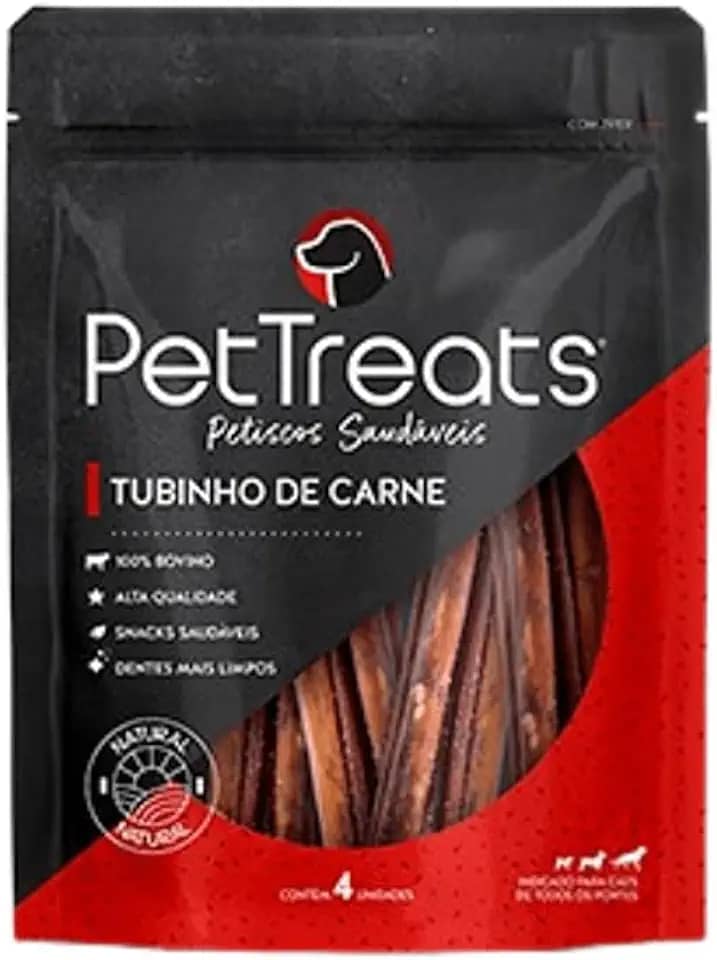 PET TREATS - 4 Petiscos Naturais Tubinho de Carne