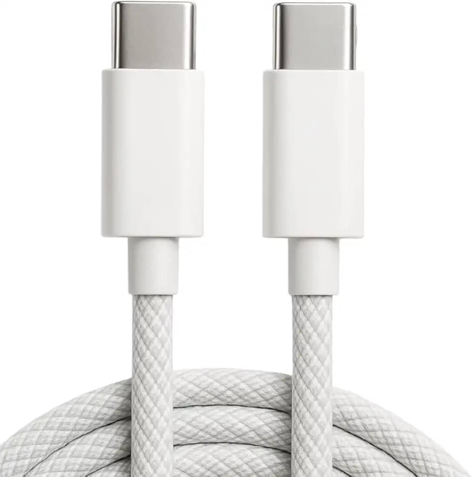 Cabo USB-C Tipo C 60W Trançado 1M Premium De Nylon Compatível com iPhone 15, 15 Pro/Max, iPhone 16, 16 Pro/Max, iPhone 17, 17Pro/Max, Samsung Galaxy, IOS/Android