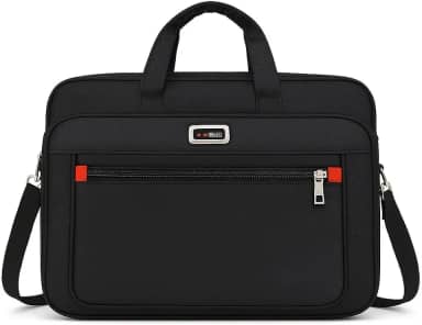 Pasta Bolsa Executiva Masculina, Nylon Preto, Múltiplos Compartimentos, Notebook até 15 polegadas, Alças Ajustáveis