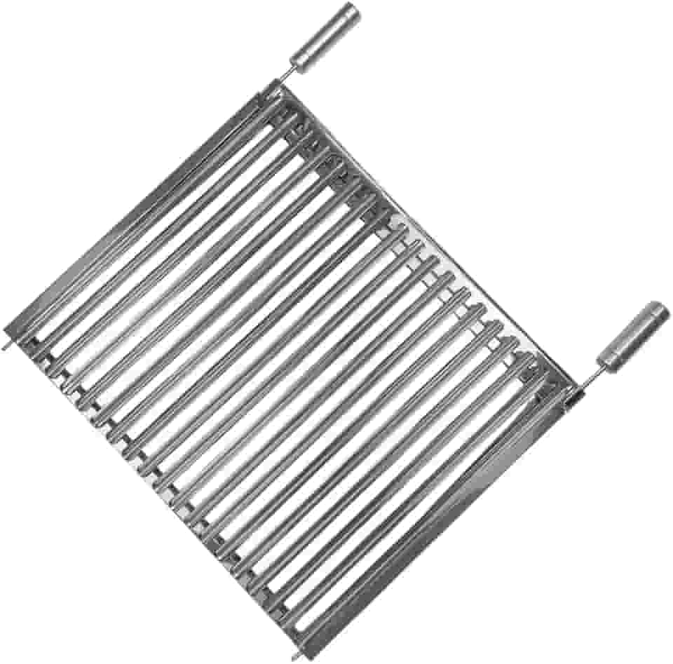 Grelha Argentina Parrilla Inox para Churrasco, 30x50cm, com Coletor de Gordura, Estrutura Reforçada