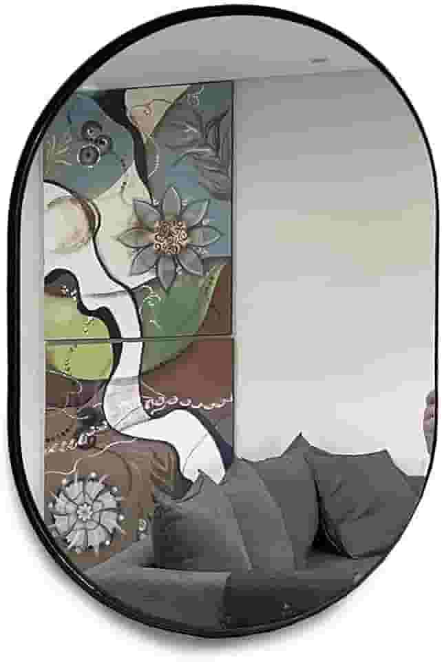 Espelho Oval 60x40cm com Moldura Cor:Preto