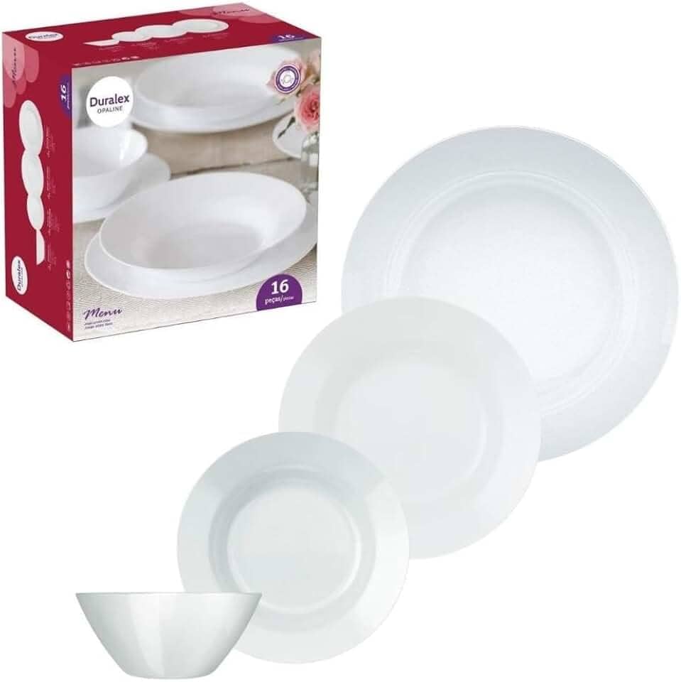 Aparelho de Jantar, Menu, 16 Peças, Branco, Duralex