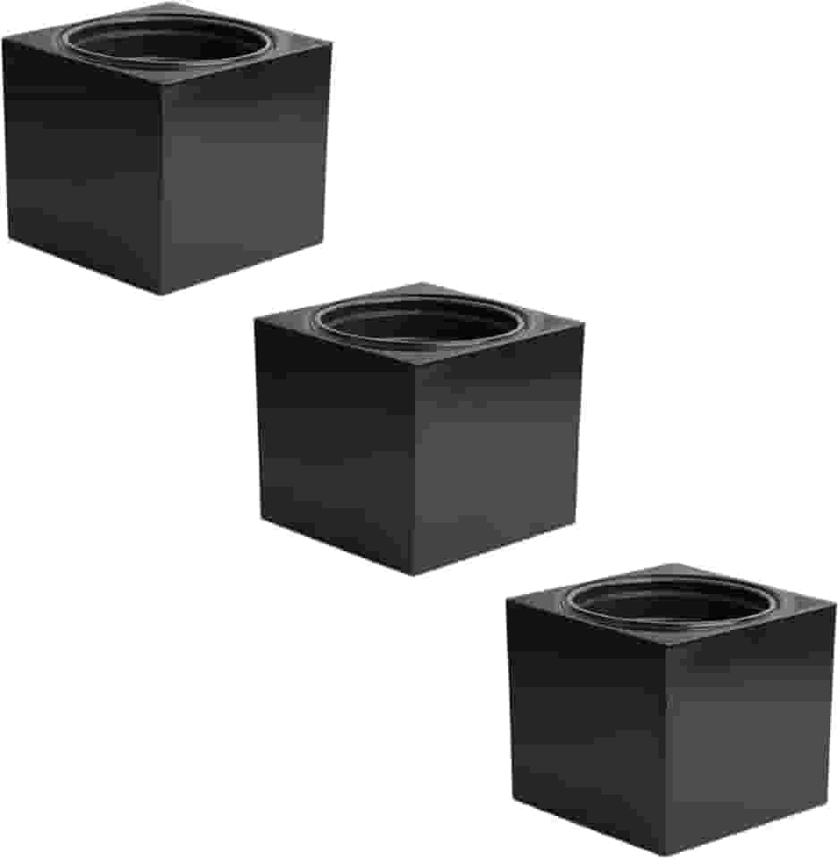 Kit 3 Vasos Autoirrigáveis Liso Cor Preto Cinza Rosa Creme (Preto)