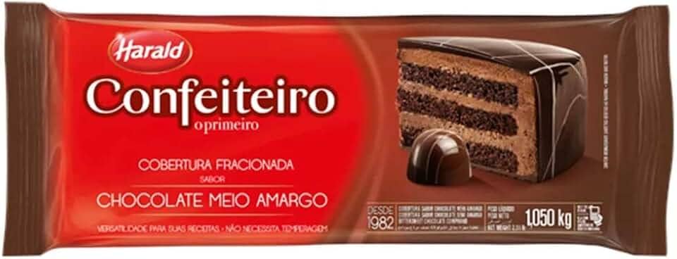 Barra de Chocolate Fracionado Confeiteiro Meio Amargo 1,05kg - Harald