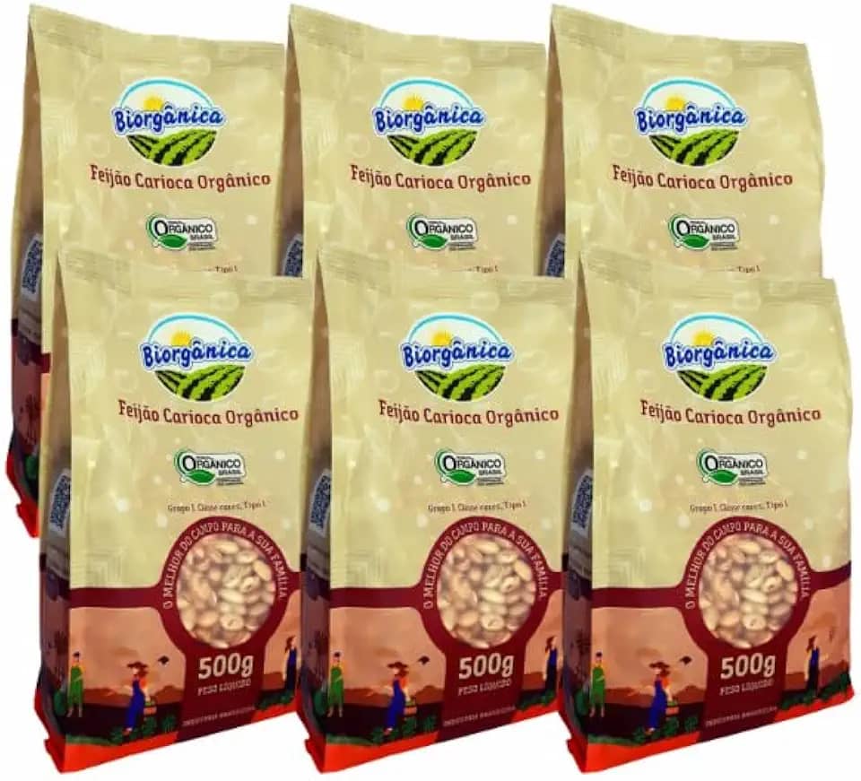 Kit 6X: Feijão Carioca Orgânico Biorgânica 500g