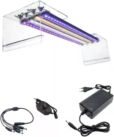 Luminaria Led Para Aquario Plantado Com Suporte Acrilico 40cm A 110cm Calha Aluminio Natural(05 LED C/10A,80cm)