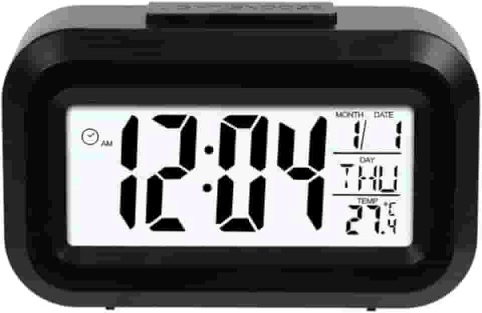 Mini Despertador Digital com Luz Noturna e Função Soneca – Compacto, Silencioso e Ideal para Viagem ou Mesa de Cabeceira (Preto)