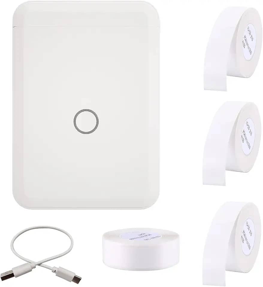 Henniu D110 Label Maker hine Mini impressora de etiquetas térmicas de bolso com 4 rolos de etiquetas tudo em um BT Connect Prince Tag DIY Date Journal Study Sticker Labeling hine Compatível com iOS