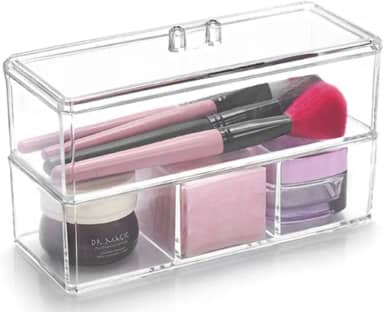 Organizador em Acrílico com Divisórias e Tampa, Acrílico Store, Transparente, Médio