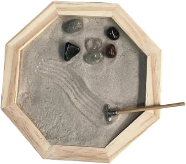 META ATACADO, Jardim Zen Japonês Feng Shui Madeira Meditação Octógono 18cm