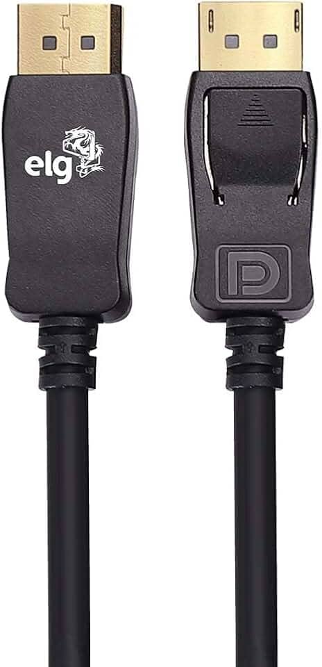 Cabo DisplayPort Premium Para Alta Performance, Suporta 8K, UHDTV, Versão 1.4V, 240Hz, Ultra High Speed 32,4Gbps, 2 Metros, Preto, DP1420, ELG