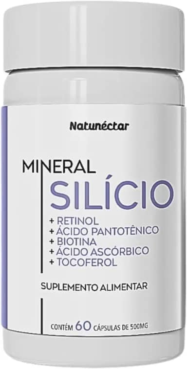Silício Com Vitaminas A,B5,B7,C,D,E 500mg 60 Cápsulas - Natunéctar