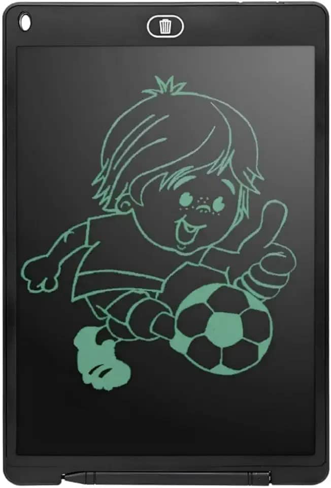 Tablet Infantil LCD Lousa Mágica Escrita Colorida Para Desenho e Estudo Educativo 12 Polegadas (Preto)