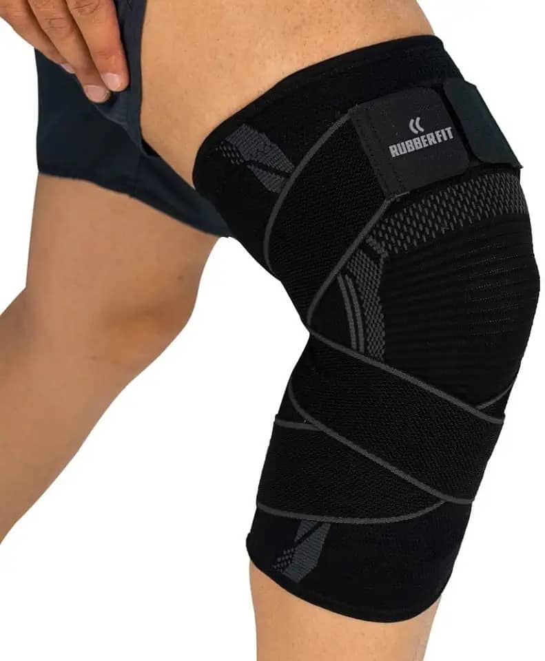 Joelheira de Compressão Armor Strap Elástica Ortopédica Profissional Premium Rubber Fit (Preto, M)