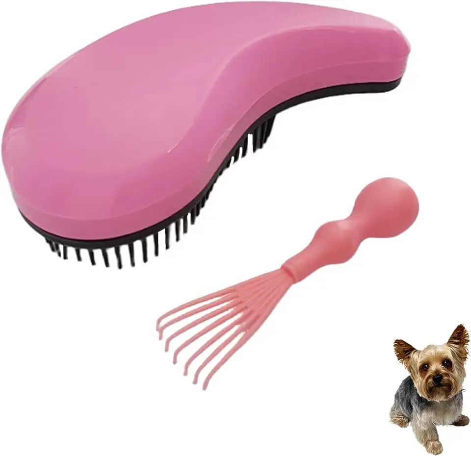 Escova de cachorro para cães pequenos – escova macia para cães – perfeita para Yorkie, Shih Tzu, Maltipoo e maltês – Escova suave para remoção de pelos de cães para facilitar a remoção de