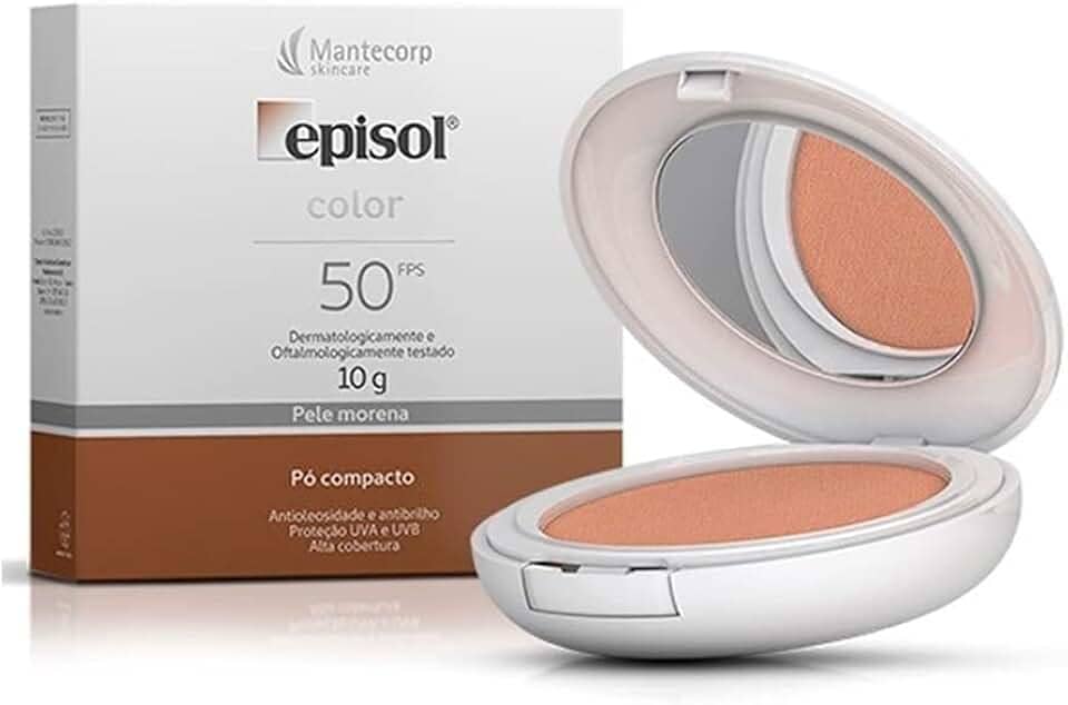 Protetor Solar Episol Color Fps 50 - Tom 3 Médio - Pó Compacto 10g - Cobertura Alta e Efeito Matte - Mantecorp