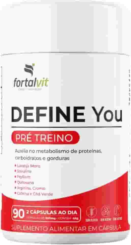 DEFINE - Morosil + Spirulina, Cafeína, Chá Verde, Picolinato de Cromo, Psyllium, Arginina e Quitosana, 90 Cápsulas, Fortalvit
