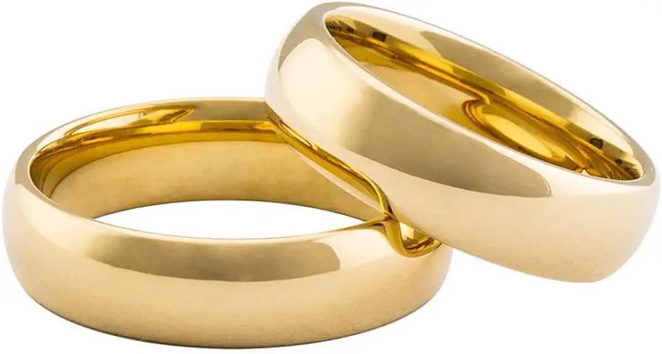 Par aliança Tradicional 6mm Tungstênio banhada ouro 18k