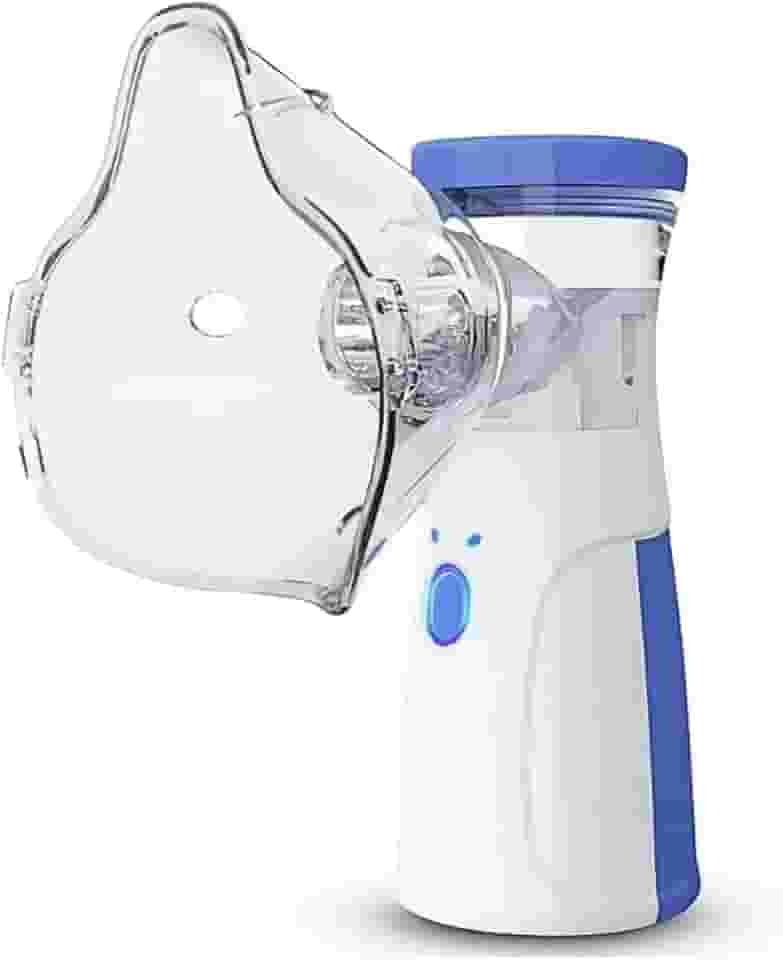 Nebulizador Portátil Ultrassônico Inalador USB Recarregável Silencioso com Tecnologia Mesh Compacto para Crianças Adultos e Idosos Cor Branco e Azul