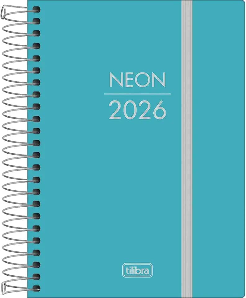 Tilibra - Agenda Espiral Diária 11,7x 16,4 cm Neon 2026 - Azul