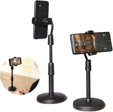 Suporte Para Celular De Mesa Altura Ajustável Compatível com Iphone e Android Até 9 Cm de Largura Ideal Para Estudo Trabalho Vídeos Videochamadas Gravação de Conteúdo Tripé Para Home Office