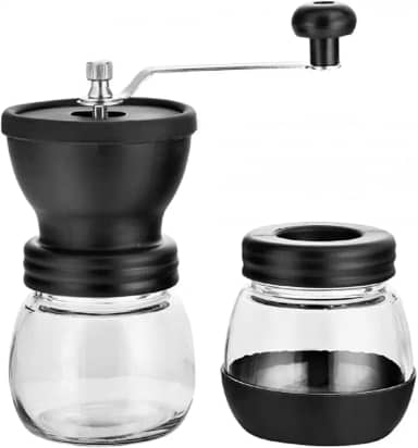 Moedor De Café Manual Recipiente Vidro Silicona Regulagem